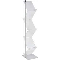 Prospektständer ZICK ZACK Acryl 6x A4 transparent|silber, Acryl, Stahl, Aluminium, transparent, silber