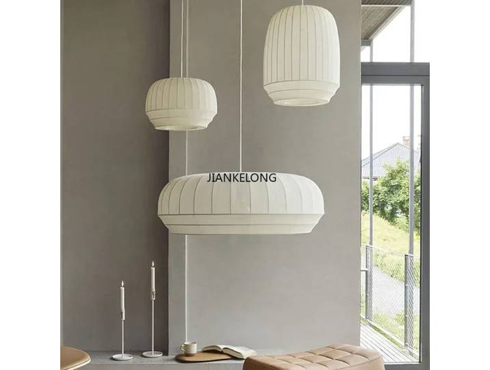 Lampe suspendue minimaliste en tissu Wabi Sabi, lustre LED en tissu pour salon, boutique, maison d'hôtes, hôtel