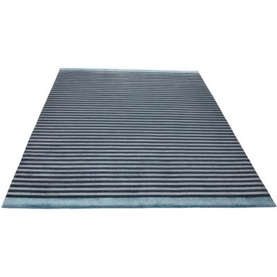 Teppich THEKO "Miami 3286, Handwebteppich", blau, B:90cm H:8mm L:160cm, Viskose, Teppiche, Teppich, gestreift, handgewebt, aus Viskose & Wolle, Wohnzimmer