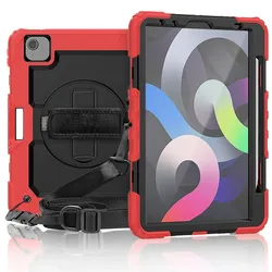 Lobwerk 4in1 Tasche für Apple iPad Pro 11 2020 Air 4 10.9 2020/2022 Schutzhülle + Gestell Rot