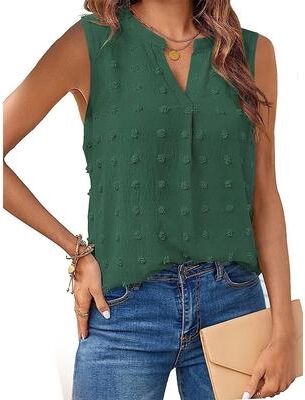 Uplifted Finds Women Sleeveless Corset Style V Neck Tank Top s green