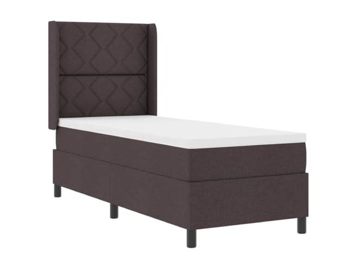 KTHLBRH Bett Quelle LED Dunkelbraun 90 x 190 cm Stoff Lattenrost, Taschenfederkernmatratze, verstellbarer LED-Streifen, Kopfteil 2 Höhen, atmungsaktives Gewebe, Kiefernholz