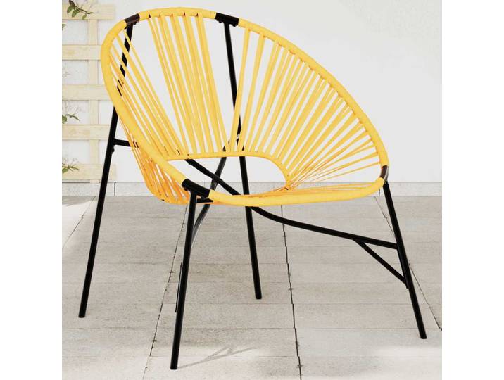 vidaXL Gartenstuhl in Ei-Form Schwarz und Gelb Poly Rattan