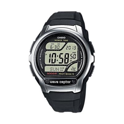 Funkchronograph CASIO FUNK, schwarz, Armbanduhren, Herren, Quarzuhr, Armbanduhr, Herrenuhr, Funkuhr, Digitaluhr, Resinarmband