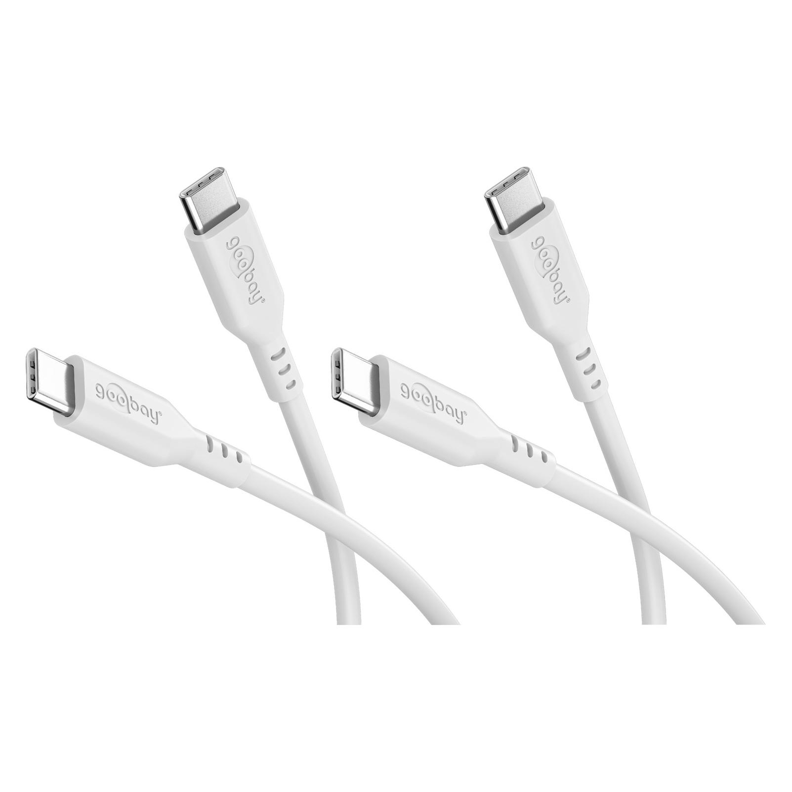 Goobay Set 2x USB-C-Silikonkabel, 1,5 m, weiss (1.50 m, USB 2.0, 60 W) (81244)