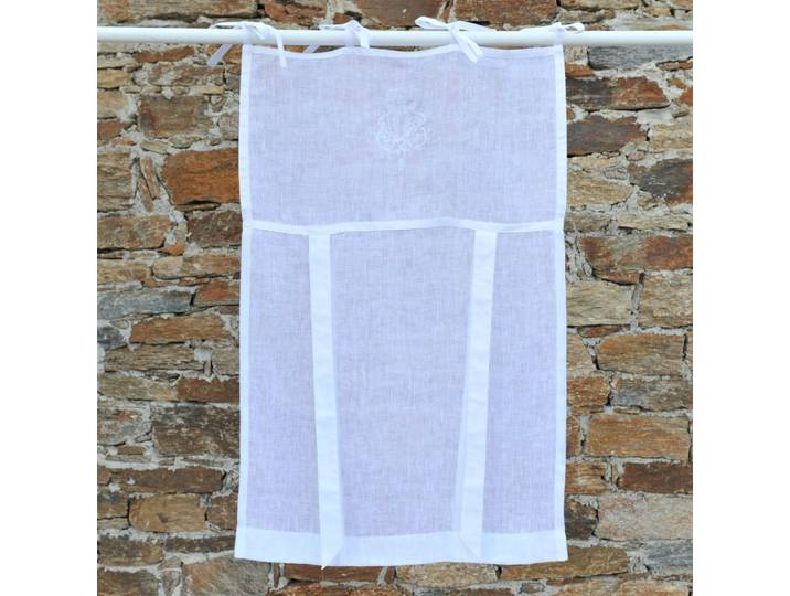 Store en lin blanc avec monogramme 60X120 CM