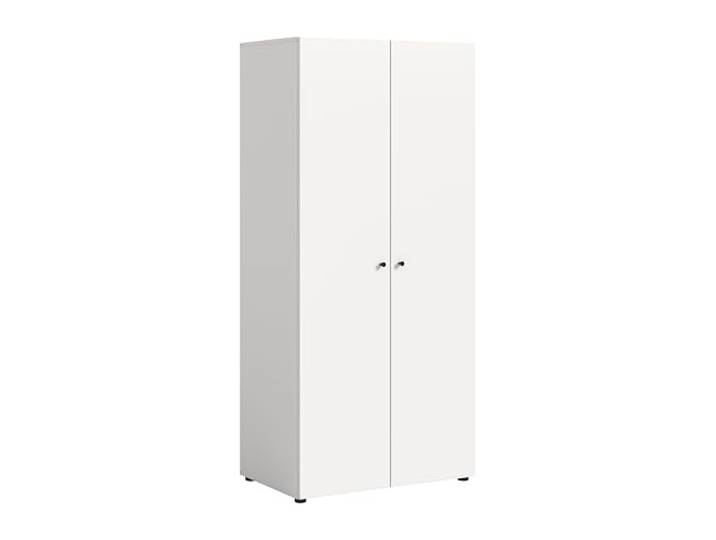 xonox.home – Kleiderschrank Darwin 80x176x51 cm in Weiß Nachbildung – Schmaler 2-türiger Schrank mit Kleiderstange und einem Einlageboden – Platzsparend, modern, funktional & extrem pflegeleicht
