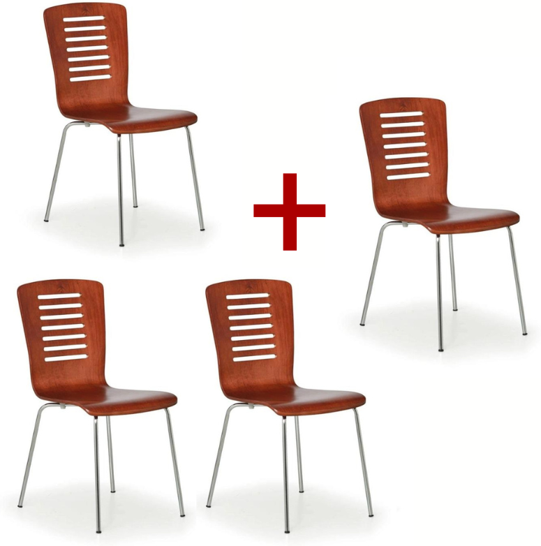 B2B Partner Esszimmerstuhl aus Holz LINES 3+1 GRATIS, Nussbaum