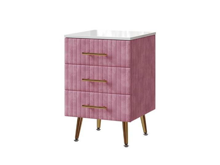 Table de nuit Velia 41x62cm avec 3 tiroirs Rose Vicco 53029