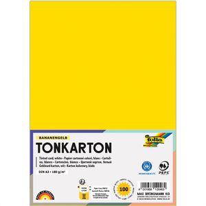 Folia Tonpapier 6118/3/14, A3, bananengelb, 180g/m², 100 Blatt