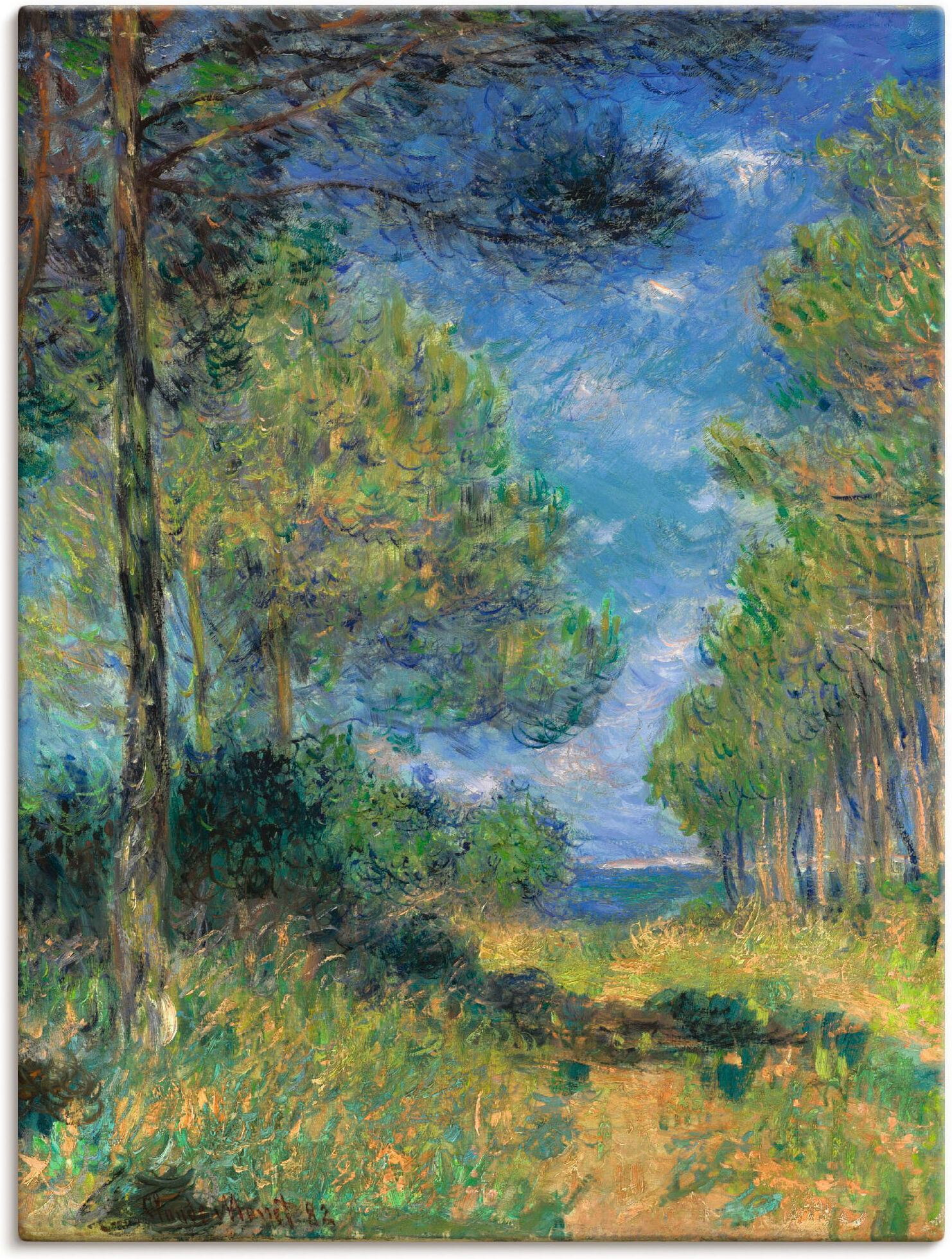 Leinwandbild ARTLAND "Nadelbäume in Varengeville. 1882", grün (farbe bild(er): grün), B:60cm H:80cm, Bilder, Leinwandbild, auf Holzrahmen gespannt farbe bild(er): grün B/H/T: 60cm x 80cm, Leinwandbild Wiesen & Bäume Hochformat, 1 Stk.