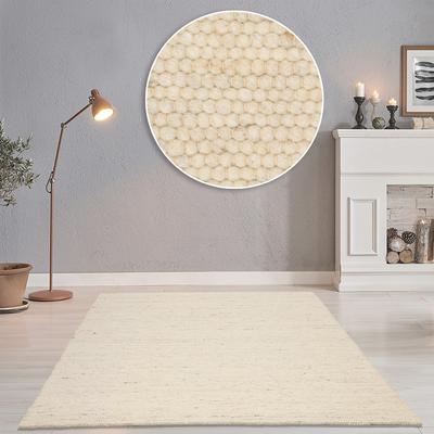 Wollteppich THEKO "Alpen, Handwebteppich", beige (natur), B:170cm H:12mm L:240cm, Schurwolle, Teppiche, reine Wolle, meliert, handgewebt, Wendeteppich, Wohnzimmer