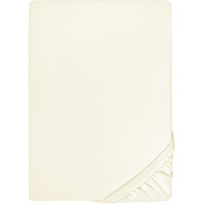 Spannbettlaken BIBERNA "0077866 Deluxe Jersey-Elastic Spannbetttuch 97% Baumwolle", beige (perlmutt), 1 Stk., Jersey-Elasthan, 180-200x200-220 25cm, Jersey-Elasthan, Obermaterial: 97% Baumwolle, 3% Elasthan, Bettlaken, Spannbettlaken, Jersey mit...