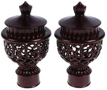 ModernMart Elegant Hollow Curtain Rod Finials Decorative End Caps For Drapery Rods red