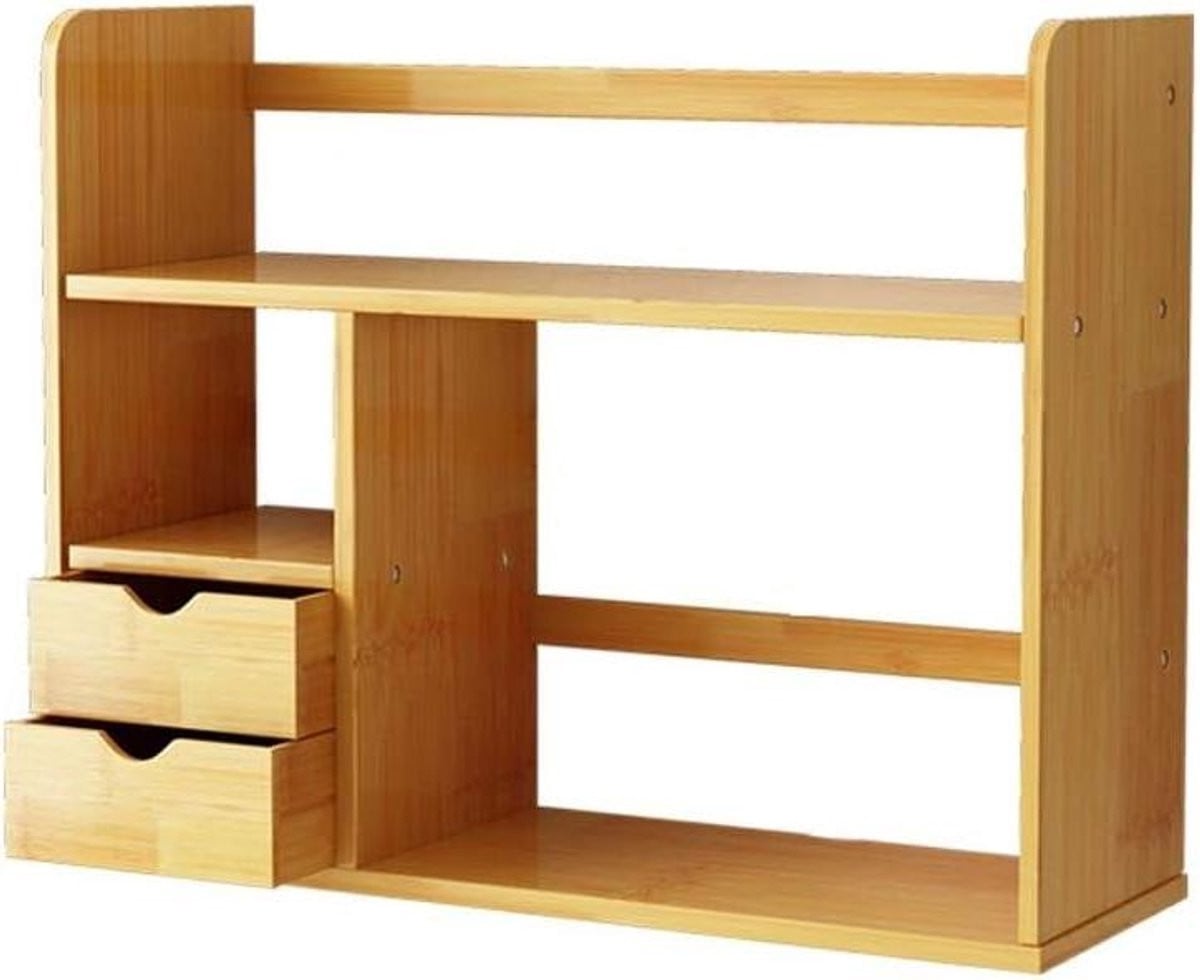 Boekenplank Bureau van Natuurlijk Bamboe in Houtkleur - 58 cm