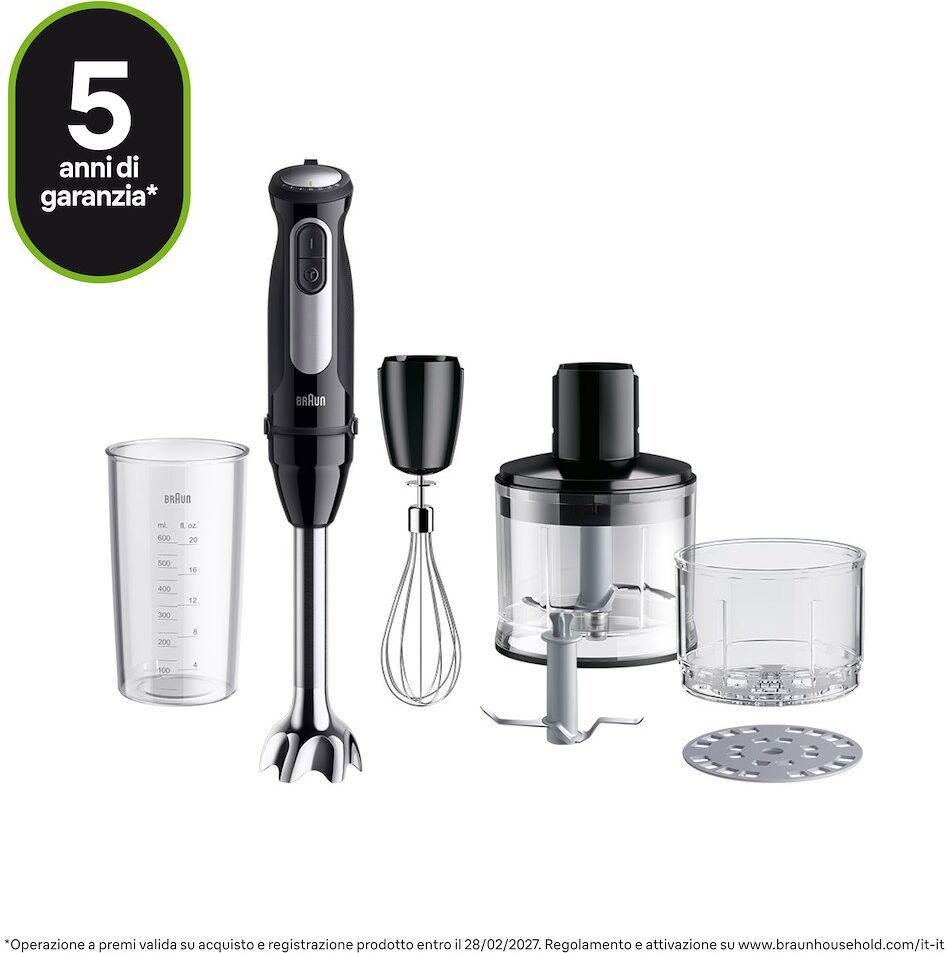Frullatore a immersione Braun MQ55254MBK, 1000W, 25 velocità