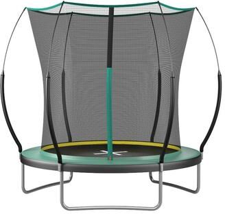 / Green 6 ft. Round Springfree No Gap Low Noise Trampoline with Fiber Poles