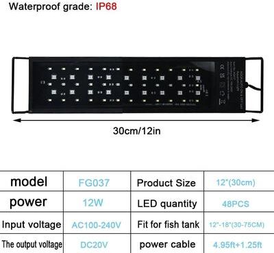 Uplift Essentials Full Spectrum Aquarium LED Light With Sunrise Sunset Cycle Waterproof Plant Growth Lamp au 11.8in