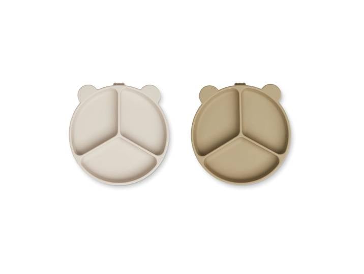Liewood Assiette compartimentée Stacy Lot de 2 Sandy-Oat
