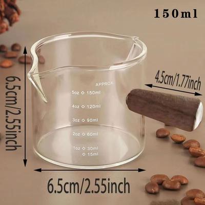 Inspired Finds Premium 75ml Glass Espresso Measuring Cup Double Single Spout Milk Jug With Handle <200ml 150ml