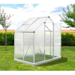 Westmann Aluminium Gewächshaus Flora 64 | Silber | 132x190x201 cm - Silber
