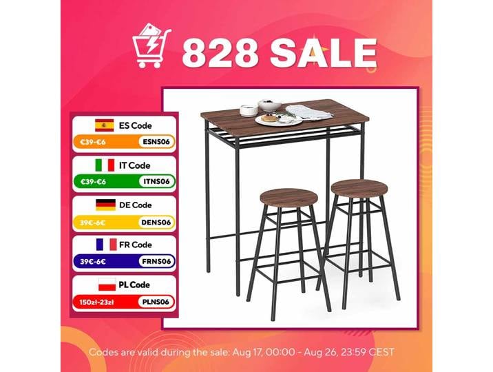 Ensemble Homcom comprenant 1 table + 2 tabourets de bar en métal, MDF marron