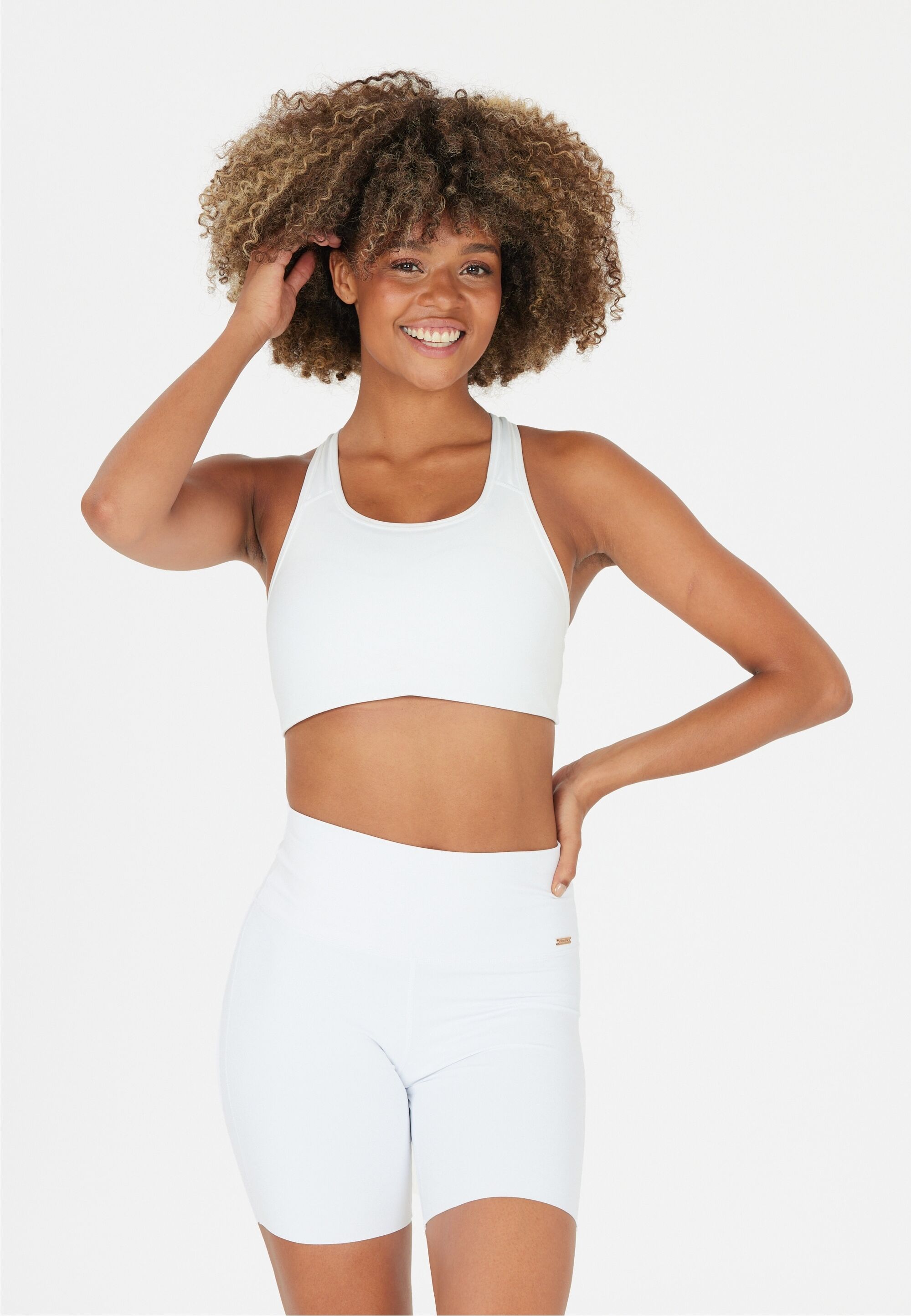Sport-BH ATHLECIA "Myolie", Damen, Gr. S, weiß, 82% Polyester, 18% Elasthan, unifarben, BHs Sport-BH, mit 4-Wege-Stretch und mittlerem Support