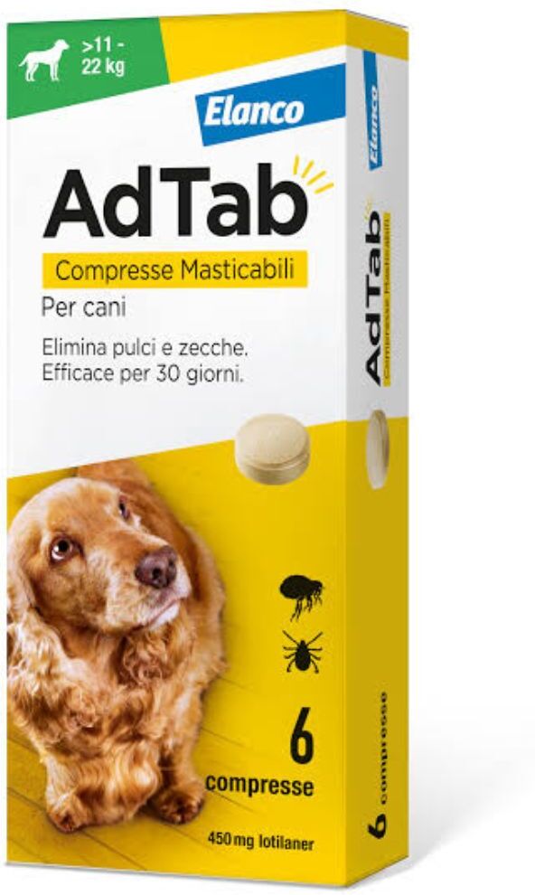AdTab Compresse Masticabili Cane 11-22kg 450 MG 6 COMPRESSE