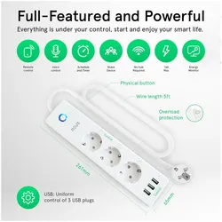 Nous, Steckdosenleiste, A5T Smart Power Strip (3x, CEE 7/4, 1.50 m)