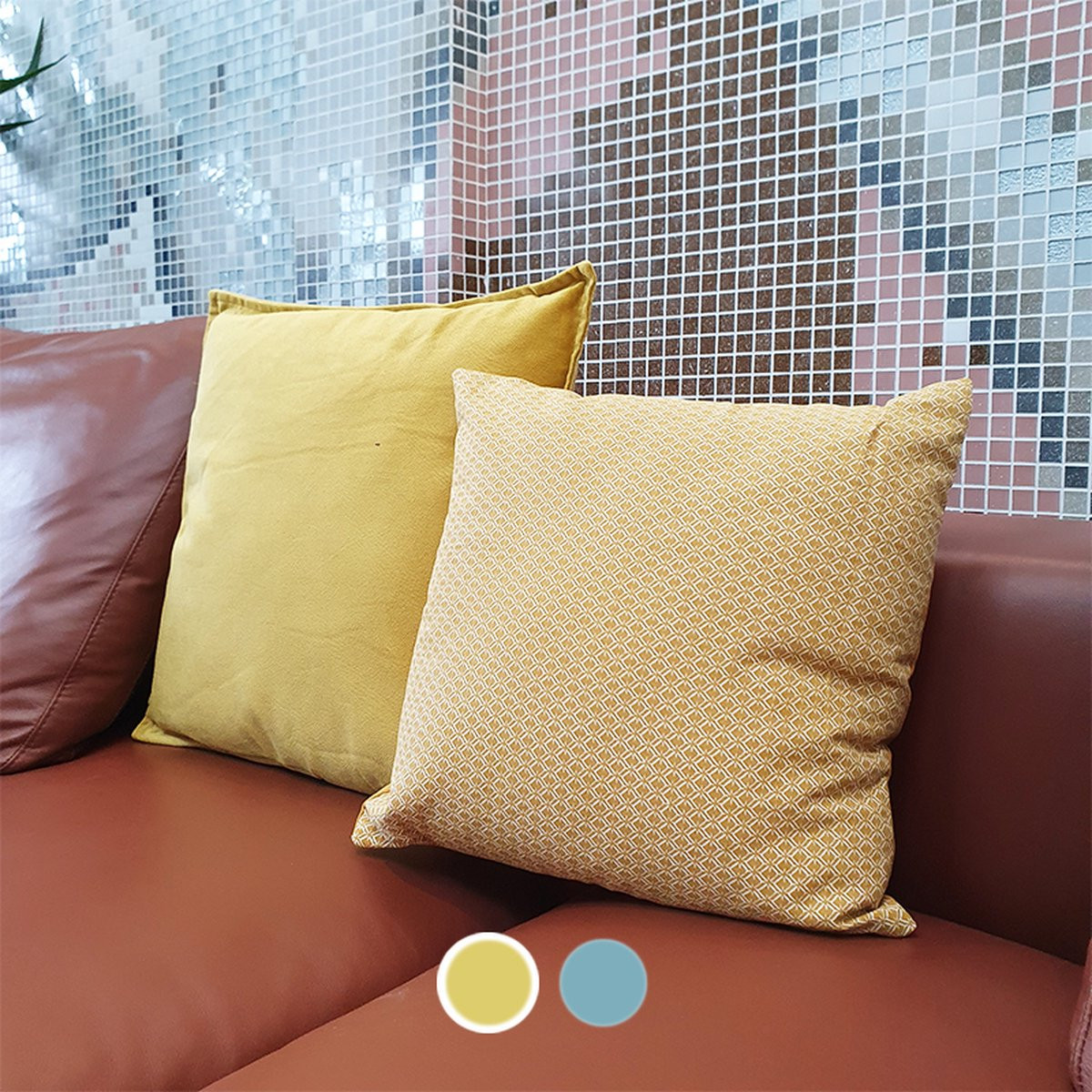 Jaune SILUMEN Vierkant decoratief kussen met geometrische patronen - Geel - 38 x 38 cm