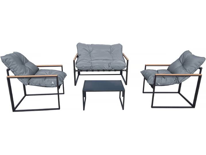 Salon de jardin Jules - 4 places - Gris/Noir