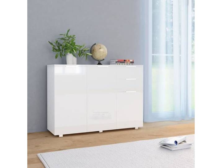 The Living Store - Buffet Blanc brillant 107x35x80 5 cm - Buffets & bahuts - TLS283718