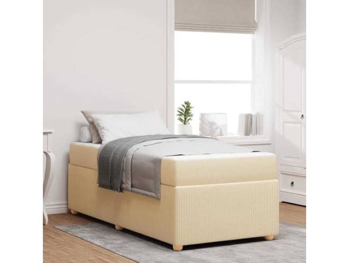 WDGJJFECNMUEHI Schaumstoffrahmen Schlafsofa Creme 80 x 200 cm Bettrahmen mit Matratze Creme 80 x 200 cm Stoff Schlafsofa mit Lattenrost Stabilem Holzrahmen und Mittel-fester Matratze