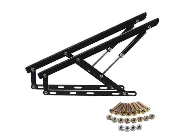 1 Paar Komplettes Hydraulik-Hebesystem für Boxsprings, Robuste Gasfederbett-Ständer, hydraulischer Hebemechanismus zusammenklappbar für Sofa, Bett, Aufbewahrung, Möbelbeschläge, schwarz(150cm/5FT)