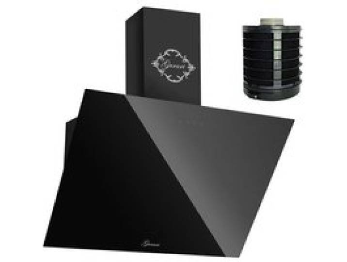 Hotte murale inclinée - GURARI - GCH 286 BL 6 - 60 cm - Noir verre - 1000 m³/h