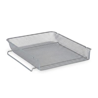 Relaxdays Dokumentenablage, stapelbar, Mesh-Metall, Briefablage, HBT: 6,5 x 28,5 x 34 cm, vertikale A4 Ablage, silber