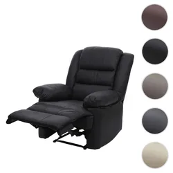 Fernsehsessel HWC-G15, Relaxsessel Liege Sessel, Leder + Kunstleder 101x87x100cm ~ schwarz