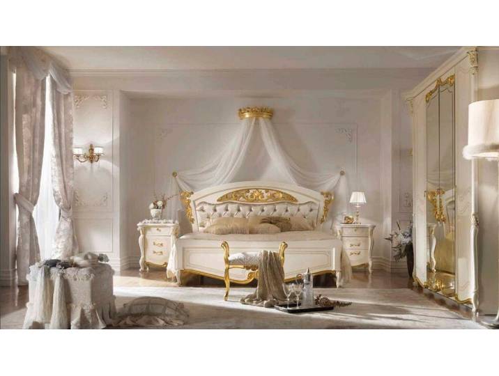 Xlmoebel Polsterbett Doppelbett im klassischen italienischen Barock-Rokoko Stil (Doppelbett, 1-tlg., Polsterbett Barock-Rokoko), Made in Europa