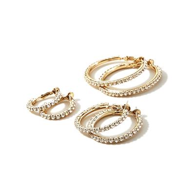 Creolen-Set "Multipack Schmuck Geschenk Kupfer Ohrschmuck Ohrringe Glitzersteine", gelbgoldfarben, kristallweiß, kristallweiß, ANISTON JEWELRY & WATCHES, Ohrringe, Damen, Kupfer, Made in Germany - mit Glasstein