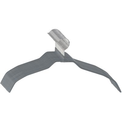 Kleiderbügel WENKO "Modell Alessia", grau, B:41cm H:21,5cm T:0,5cm, Metall, Kleiderbügel, Kleiderbügel, rutschfeste Beschichtung, extra dünn, platzsparend