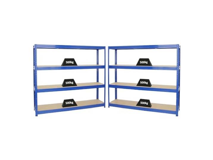 PROREGAL Mega Deal 2er-Sparset Profi-Schwerlastregal Dino HxBxT 180x200x45cm Fachlast 500kg Blau, Kellerregal, Steckregal, Garagenregal, Lagerregal