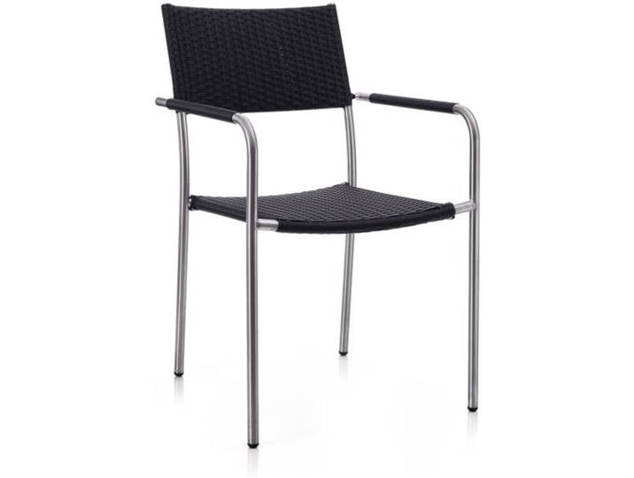 Armlehnstuhl Faro Geflecht schwarz schwarz/Edelstahl 54x83x62 cm