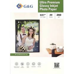 G&G Ultra-Premium Fotopapier 20 Blatt 5 x 7 Zoll / 12,7 x 17,8 cm hochglänzend 260g/m² - das Papier für Profis 260gsm-5X7-20