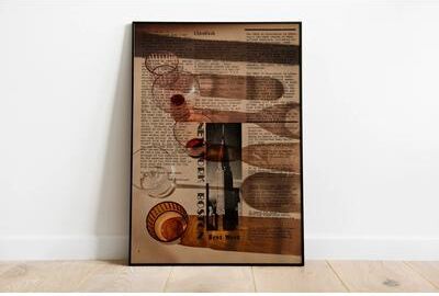 Useful Little Things Italian Cuisine Canvas Art Poster Retro Wine Glass & Chili Pepper Wall Print For Kitchen & Dining Decor j 7.9 In X 11.8 In w o Frame