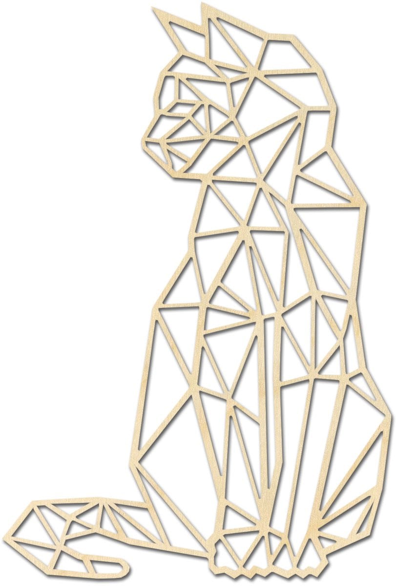 Hout-Kado Geometrische Kat Wanddecoratie Zijwaarts