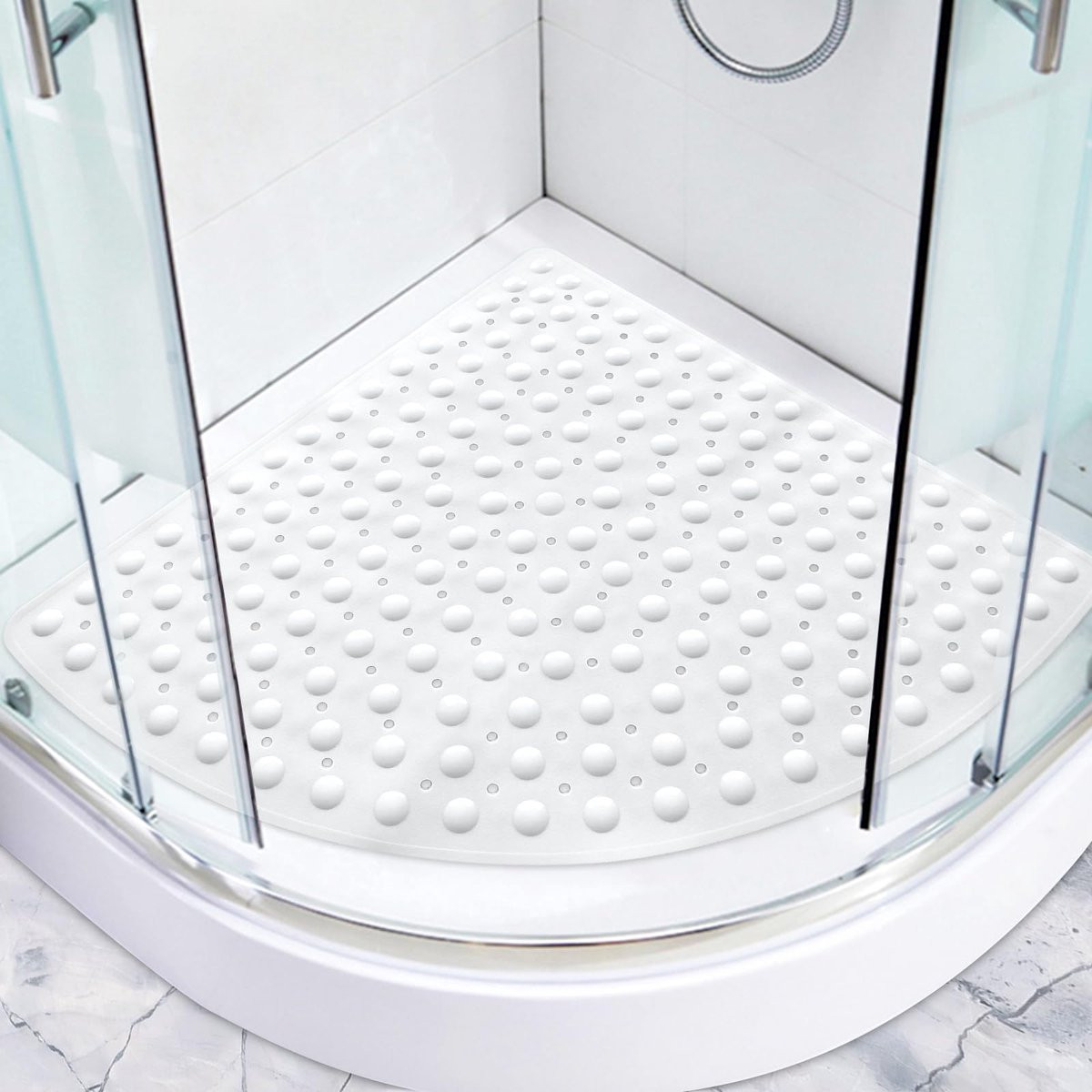 Ibenzoa Veilige Driehoekige Antislip Douchemat met Zuignappen voor Extra Stabiliteit
