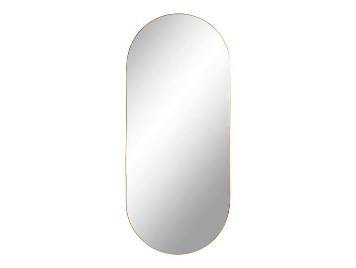 Wandspiegel, Orange, Metall, Glas, oval, 80x0.5x35 cm, waagrecht montierbar, senkrecht montierbar, Garderobe, Garderobenspiegel