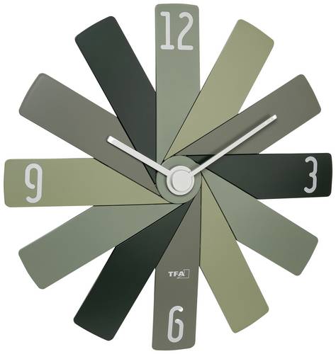 TFA Dostmann 60.3020.04 Quarz Wanduhr 40mm x 3.7mm x 40mm Grün, Oliv, Waldgrün Leisegang-Uhrwerk