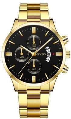 Uplift Picks Mens Luxury Watch Stainless Steel Wrist Watch Quartz Business Calendar Silver gold Black
