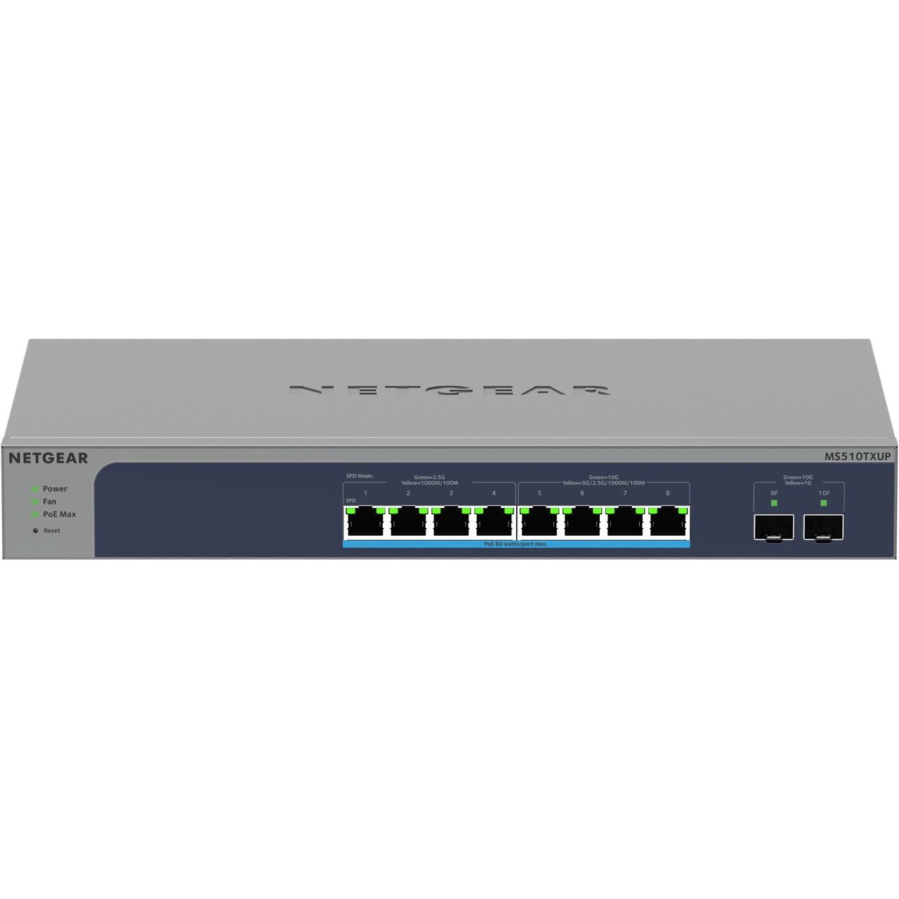 Netgear 10Port Switch 100/1000/10000 MS510TXUP 8-Port Multi-Gb/10G Eth Ultra60 PoE++ Smart Mngd